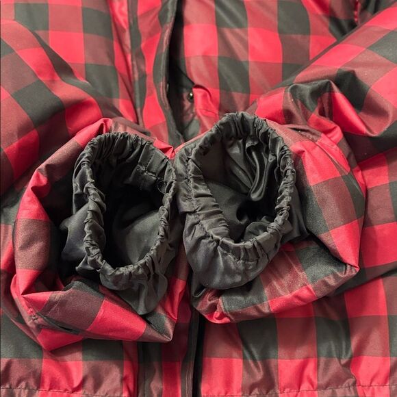 Lauren Ralph Lauren DOWN Buffalo Plaid Red Black Puffer Hooded Parka Coat M - Picture 16 of 16